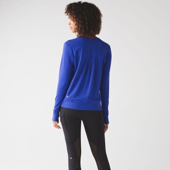 Lululemon Rush Hour Long Sleeve Sapphire Blue Size 12 Rulu Long Sleeve Top - Picture 3 of 8